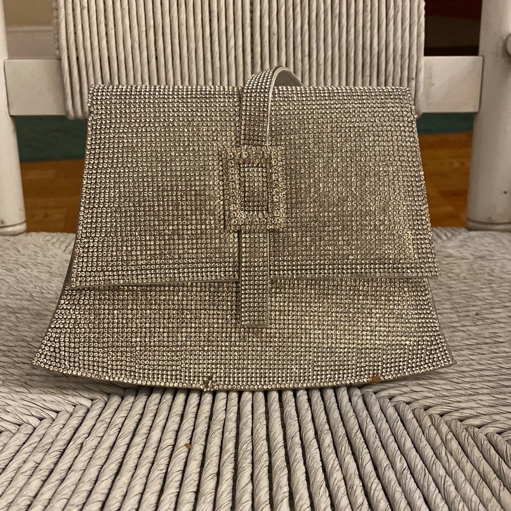 Kate Landry silver beaded wristlet.